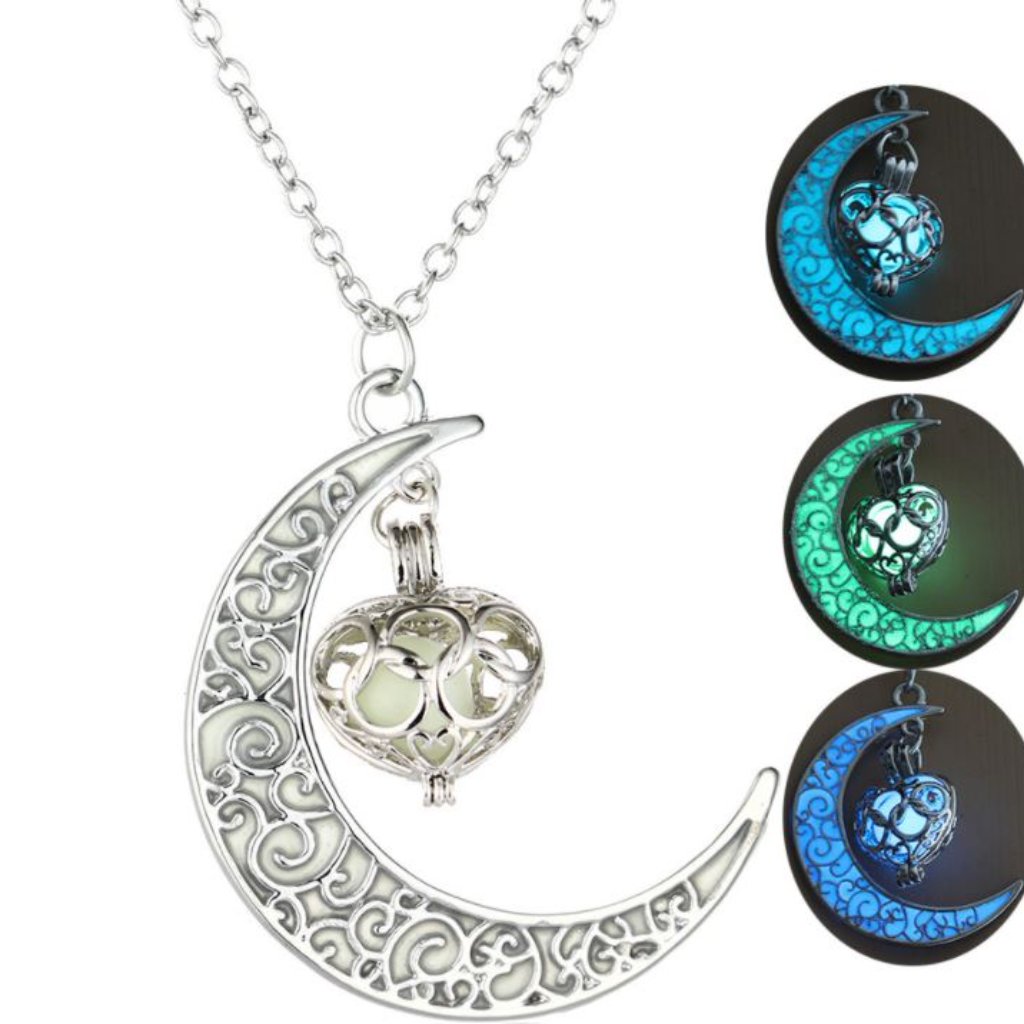 New Luminous Heart And Moon Pendant Chain